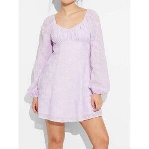 Wild Fable lilac fit & flare bishop long sleeves backless mini dress fairycore L